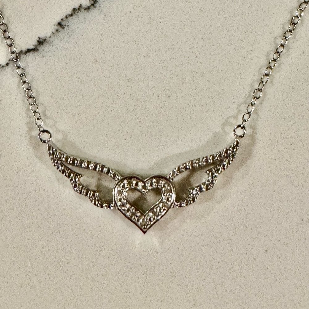 Angel Wings Heart Diamond Necklace